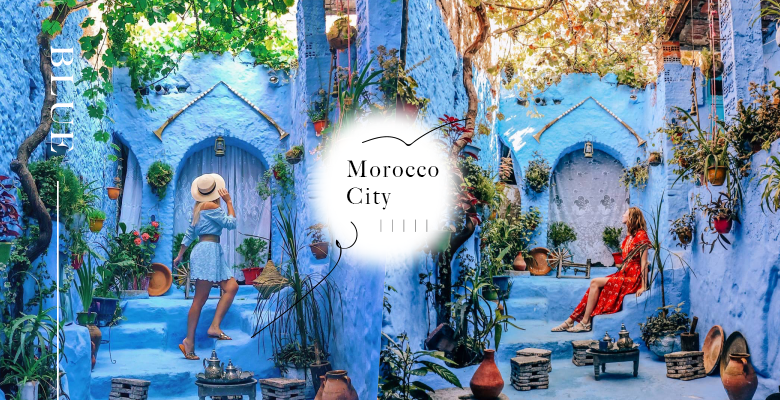 宛如童话世界的摩洛哥迷幻小镇，好像随时都会有精灵蹦出来！一起走进梦幻的粉蓝色山城吧