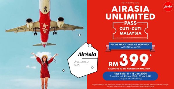 AirAsia再次出大招！推「RM399本地机票Unlimited Pass」，一起飞全国玩透透！